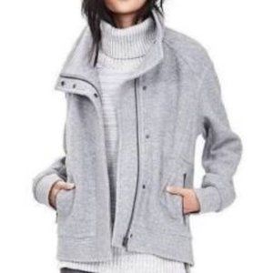 Banana Republic Women's Cocoon Wool Moto Zip Jacket Oversized Large Pockets